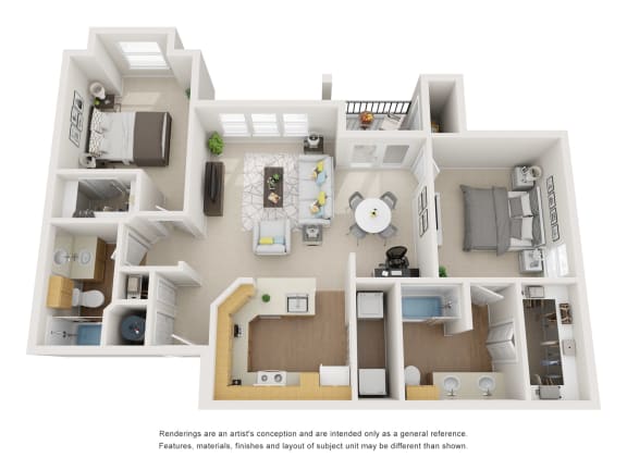 B2 | 2 Bed / 2 Bath | 1,019  Sq Ft  at Remington Ranch, San Antonio, TX