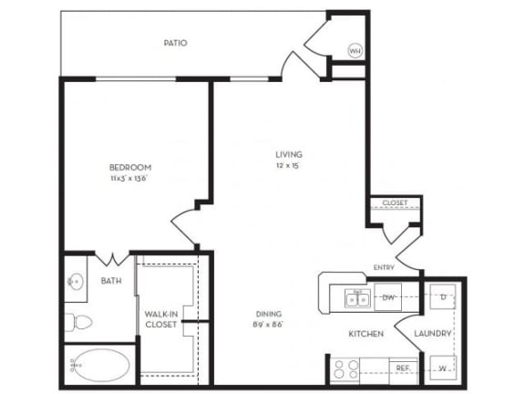 A1 | 1 Bed / 1 Bath | 709 Sq Ft
