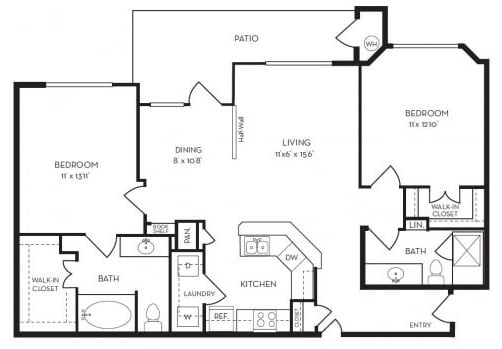 B1 | 2 BED - 2 BATH | 1,068 SQ FT at Villas at Rogers Ranch, San Antonio, Texas