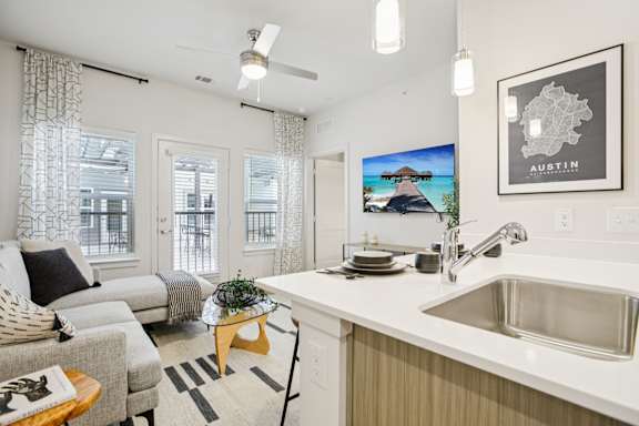 Apartment Living Room at Matador Apartments, Austin, Texas