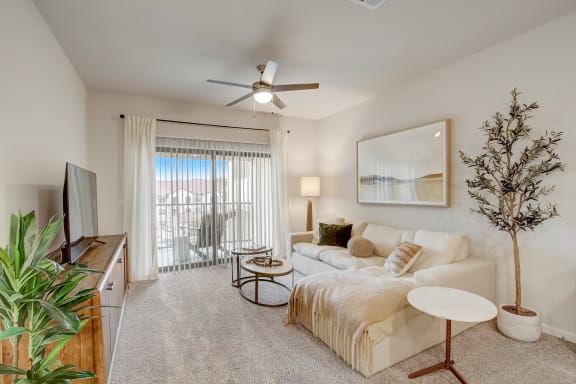 Carpet in Living/Dining Area at Bridge at Three Hills Apartments, Austin, 78747