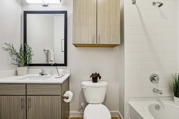 Updated Bathroom at Matador Apartments, Austin, Texas