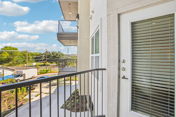 Private balcony with door at Matador Apartments, Texas