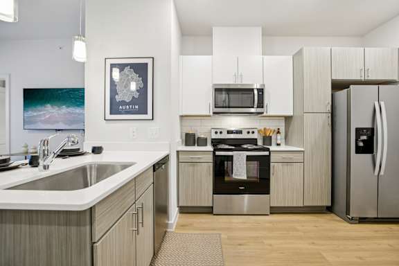 Sleek Kitchen at Matador Apartments, Austin, Texas
