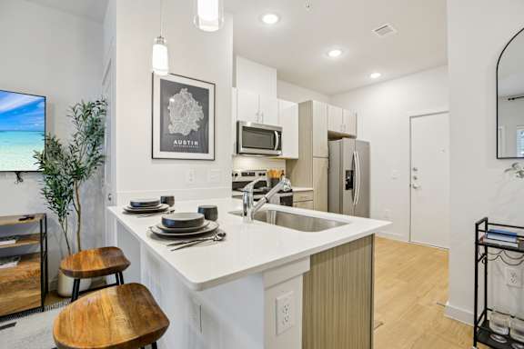 Kitchen Area at Matador Apartments, Austin