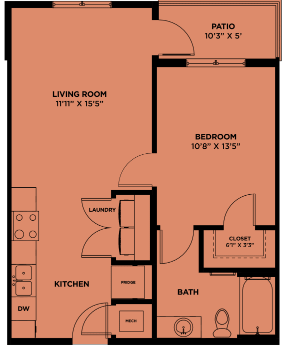 floor plan of the first floor of a two story house with a bedroom and bathroom