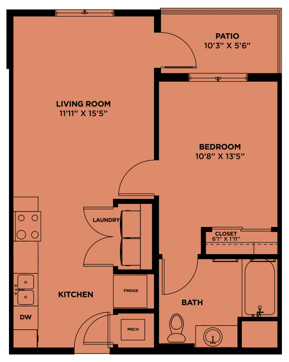 floor plan of the first floor of a two story house with a bedroom and bathroom
