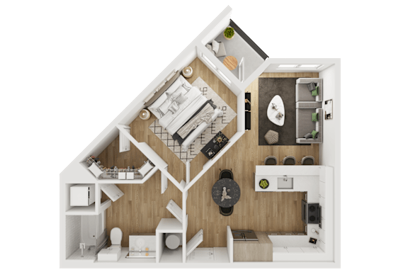 Floor Plan  1 bed 1 bath R at Park South Apartments, Texas