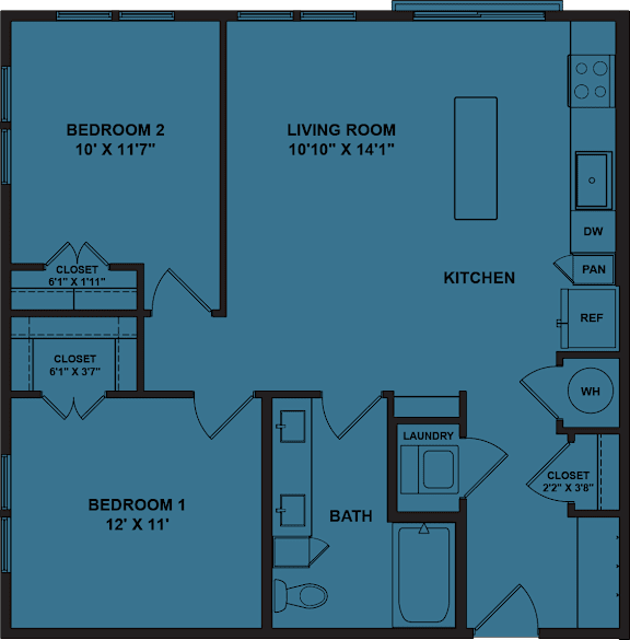 A blueprint of a house layout with labeled rooms and dimensions.