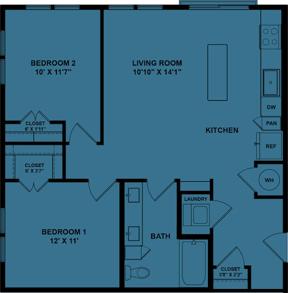 A blueprint of a house layout with labeled rooms and dimensions.