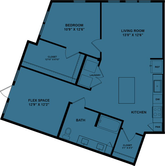 A blueprint of a house layout with labeled rooms.