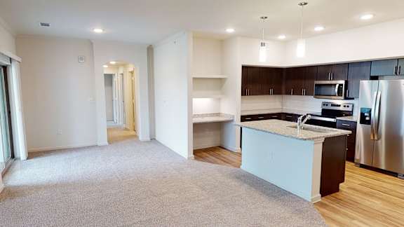 Granite Slab Countertops at Bridge at Paloma Apartments, Austin