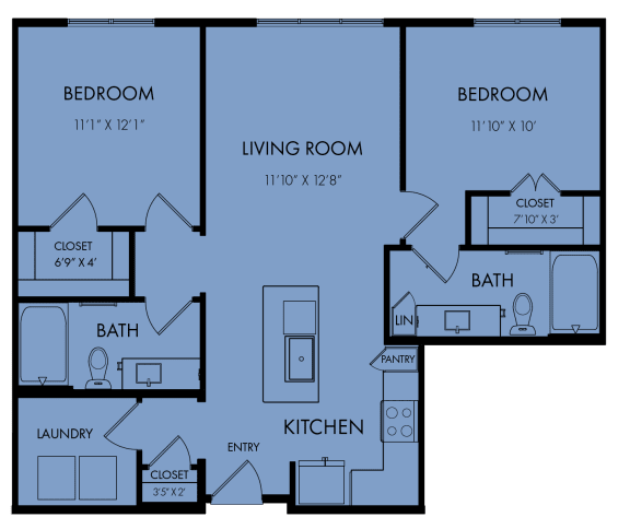 the floor plan of a bedroom apartment with a bathroom and a living room