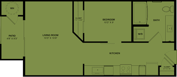 Studio 1 bath A at Bridge at Speyside Apartments, Austin, TX, 78754