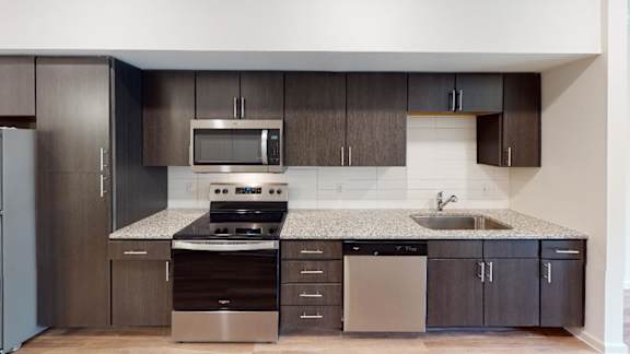 E1 Kitchen at Bridge at Paloma Apartments, Austin, Texas