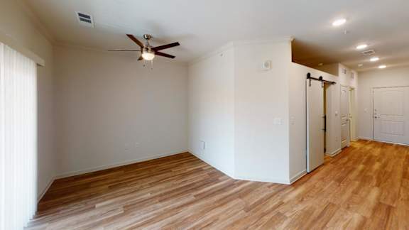Living and kitchen at Bridge at Paloma Apartments, Austin
