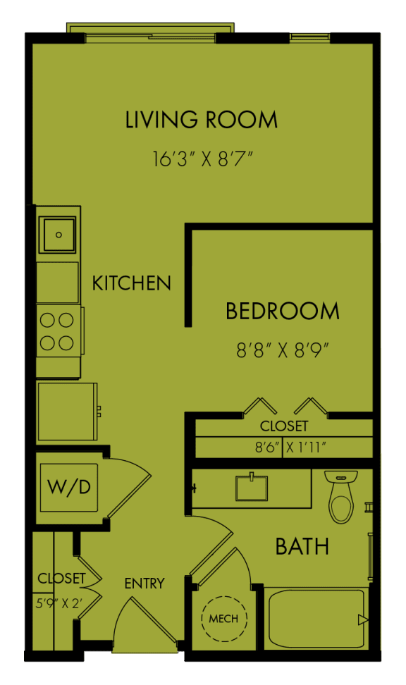 E2 floor plan at Bridge at Windsor Park Apartments, Austin, TX