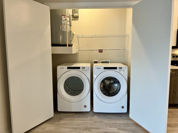 a washer and dryer in a laundry room
