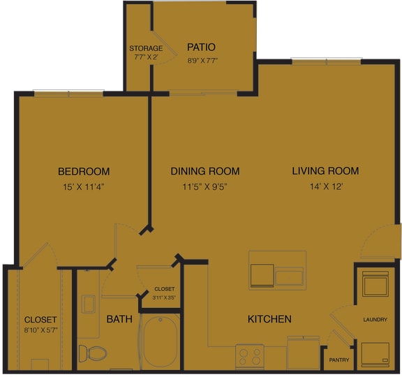 a floor plan of a bedroom apartment at Avery Ranch, Austin, 78717