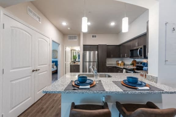 Granite Counters and Stainless Steel Appliances in North Austin at Bridge at Paloma Apartments, Austin, TX, 78754