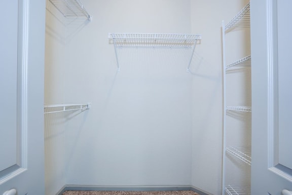 a walk in closet in a 555 waverly unit at The Avenue at Polaris Apartments, Columbus, Ohio