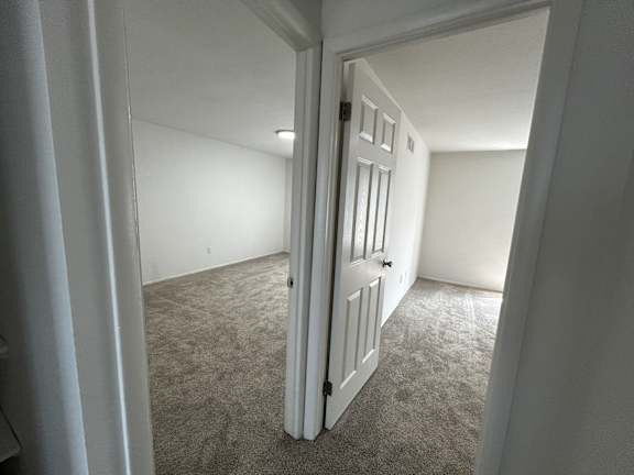 The hallway leading two two bedrooms.