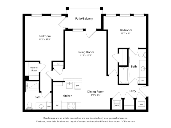 Sycamore Floor Plan at Village Place Apartments, Illinois
