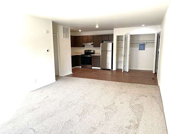 Living room and dining area.