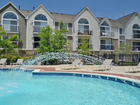 Poolside Lounge Area at Westlake Apartments, Belleville, Michigan