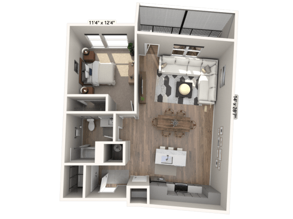 A19 - 1 Bedroom 1 Bathroom Floor plan | 800 Sq. Ft. at Ironwood Flats, Florida, 33511