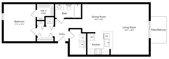a floor plan of a home at The Harbours Apartments, Clinton Twp, MI