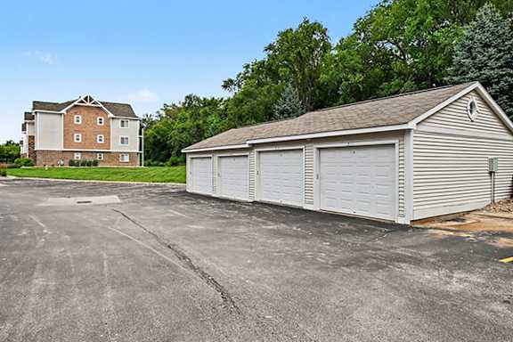 A large garage bay at Brentwood Park Apartments in LaVista, NE