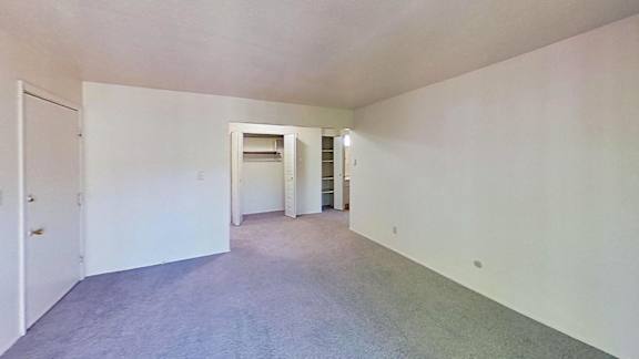 A large empty living and dining room with a closet A large empty living and dining room with a closet at Briarwood Apartments in Benton Harbor, MI