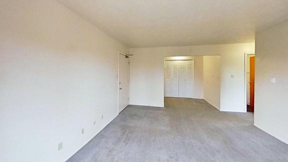A large empty living and dining room with a closet A large empty living and dining room with a closet at Briarwood Apartments in Benton Harbor, MI