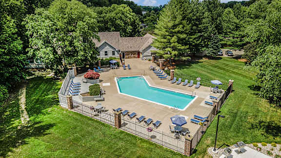 Aerial View Of The Pool at Byron Lakes Apartments, Michigan