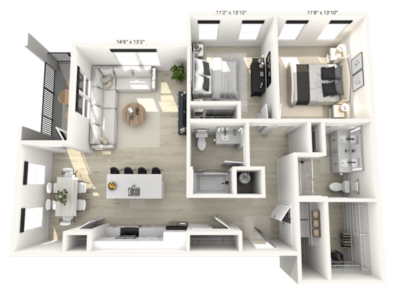 2 bed 2 bath F at Luxe 360 on Centerpointe Apartments, Midlothian, Virginia