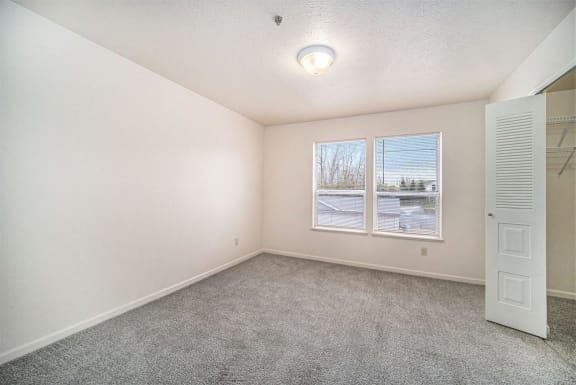 Large bedroom with walk in closet Large bedroom with walk in closet at Canal 2 Apartments, Michigan, 48917