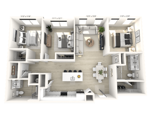 3 bed 2 bath B at Luxe 360 on Centerpointe Apartments, Midlothian, 23114