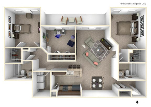 3-Bed/2-Bath, Donovan Floor Plan at Irene Woods Apartments, Tennessee, 38017