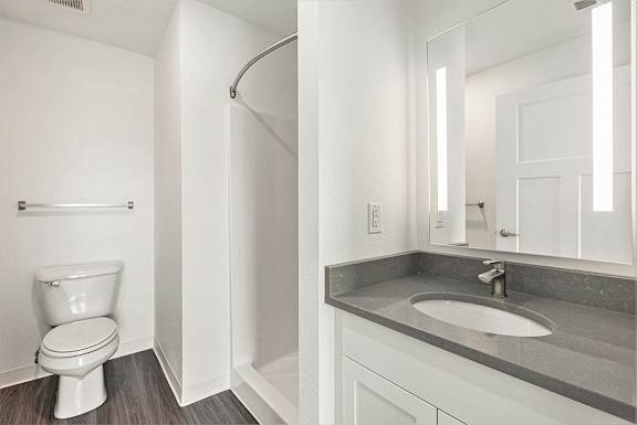 Second bathroom with walk in shower at Eagle Ridge Apartment Homes, Traverse City, MI
