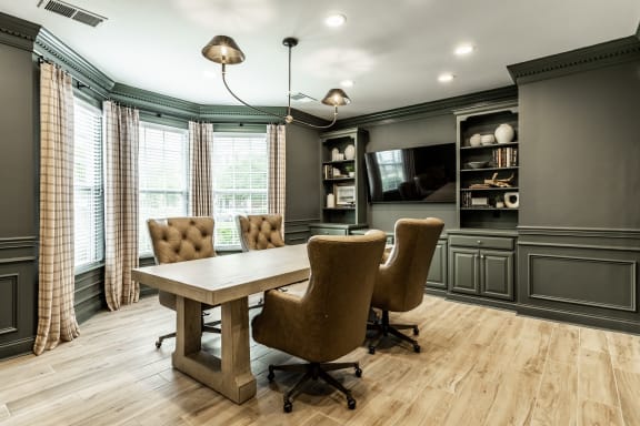 Conference Table and TV in Business Center at Alexandria of Carmel Apartments Carmel, IN