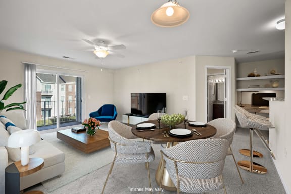 Superior Living Room at River Hills Apartments, Fond du Lac, WI