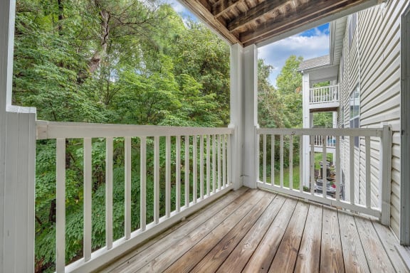 a spacious balcony with Wooded Views at The Vinings Apartments, Richmond, Virginia