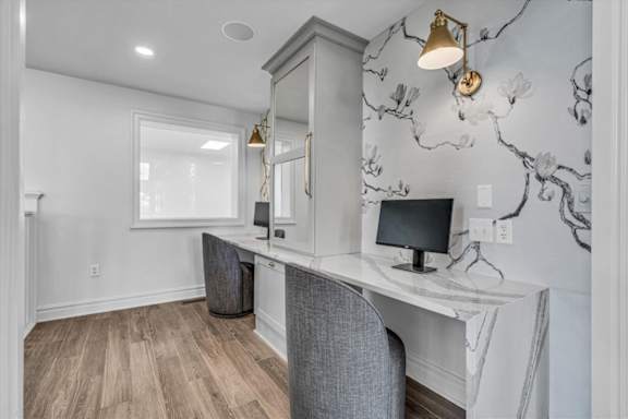 remote work space with a marble desk at The Vinings Apartments in Richmond, VA 23234