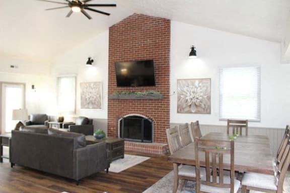 Clubhouse with Fireplace at Foxwood Apartments in Portage, MI