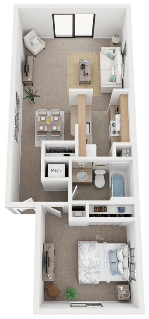 One Bedroom Floor Plan at Hampton Lakes Apartments, Michigan, 49534