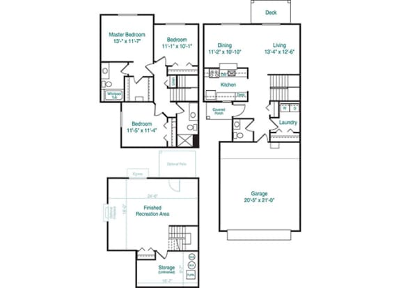 Three bedroom two story floor plan Three bedroom two story floor plan at Foxwood and The Hermitage, Portage, MI, 49024