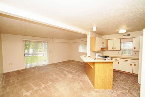 An enlarged living room and extra windows at The Highlands Apartments in Elkhart, IN