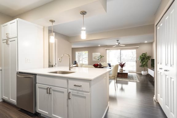 Peony Deluxe Renovated Kitchen and Dining  Room at Hillside Apartments, Michigan