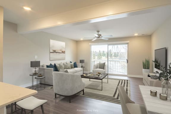 the estates at tanglewood|living room at Hillside Apartments, Michigan, 48393